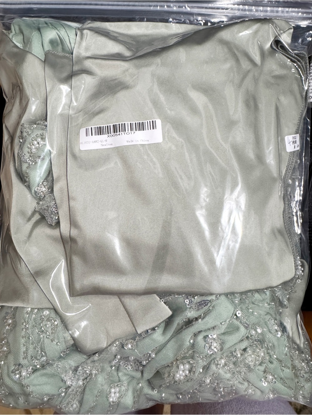 Beaded Sequin Mermaid Evening Gown Scarf Green Size M - Picture 8 of 9